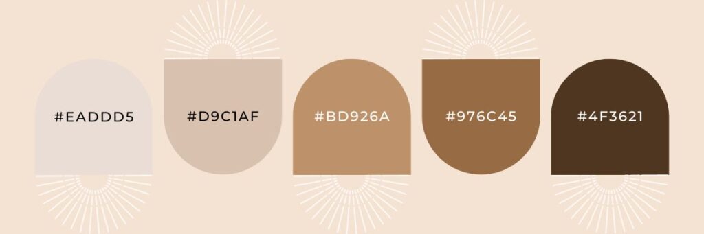 Boho color palette with HEX codes for Earth Tones.